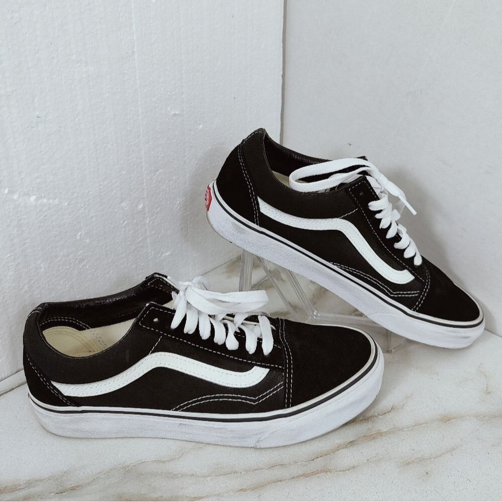 Vans Old Skool Black Suede Canvas Low Skate Shoes Sneakers, 7.5(M) 9(W)